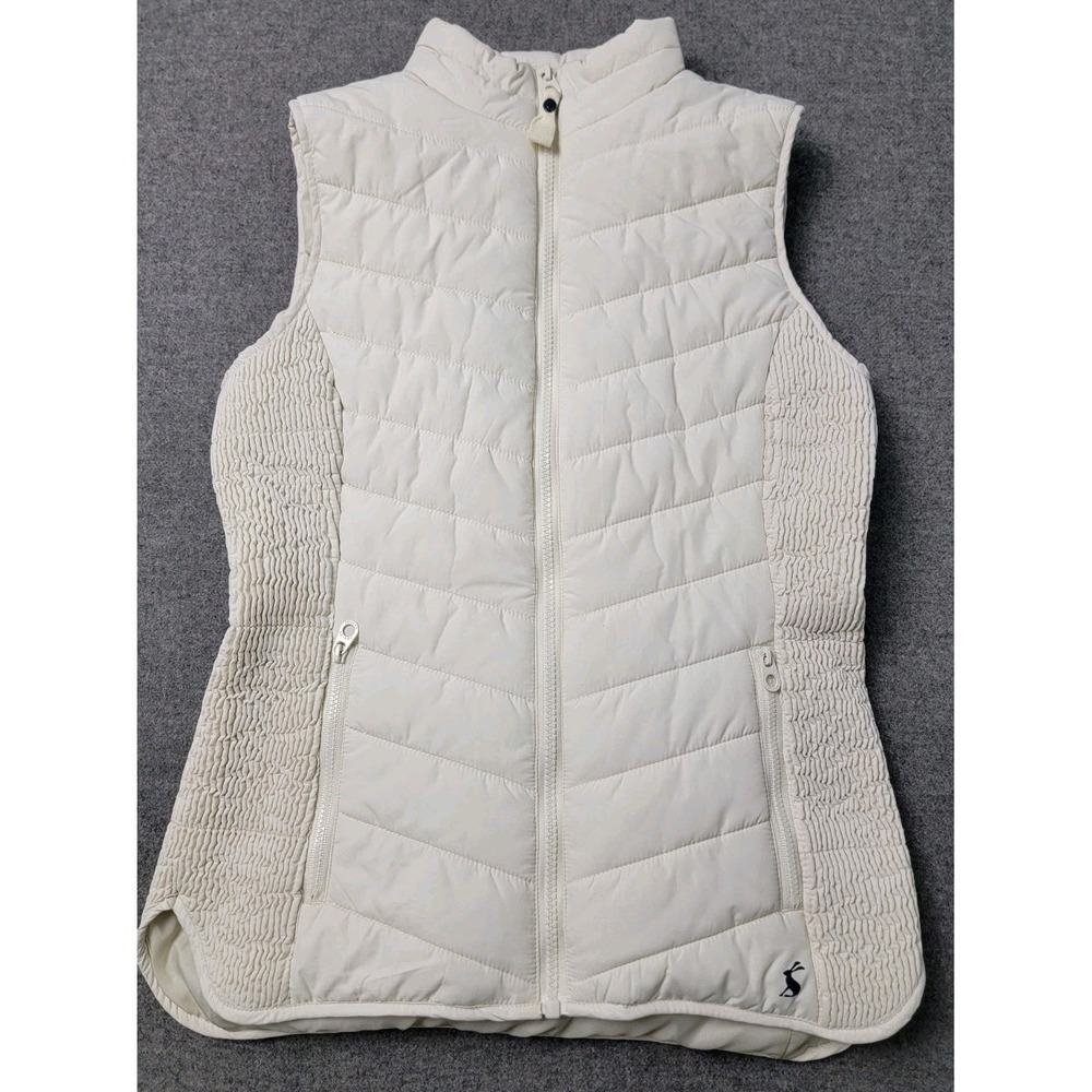 Joules Women's Quilted Puffer Vest US‎ 4 Cream Winter White Zip Front